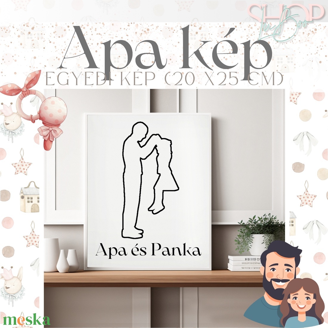 Apa kép - Egyedi lányos kép (20x25 cm) - otthon & életmód - babaszoba, gyerekszoba - babaszoba kép - Meska.hu