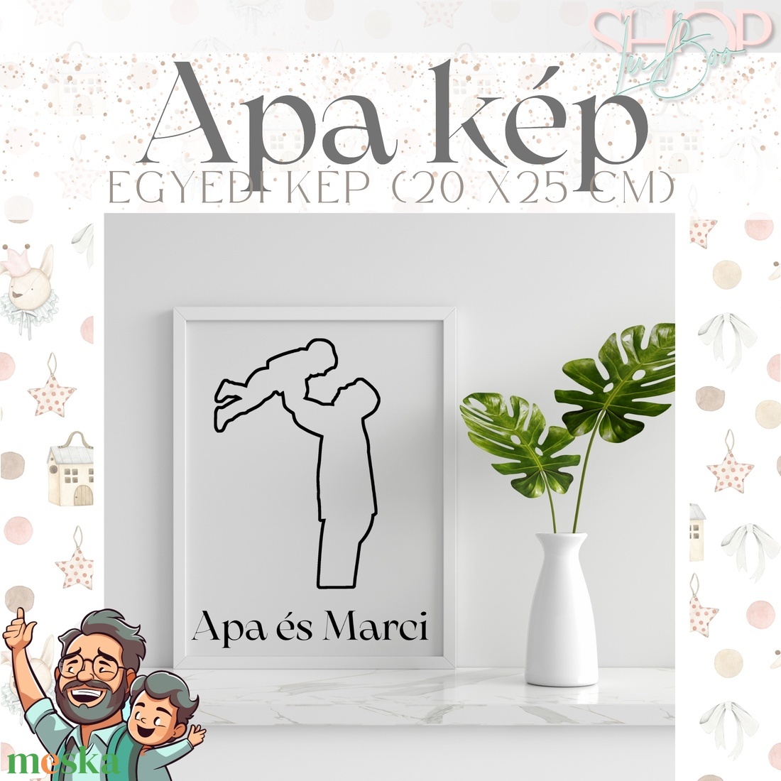 Apa kép - Egyedi fiús kép (20x25 cm) - otthon & életmód - dekoráció - kép & falikép - képkeret - Meska.hu
