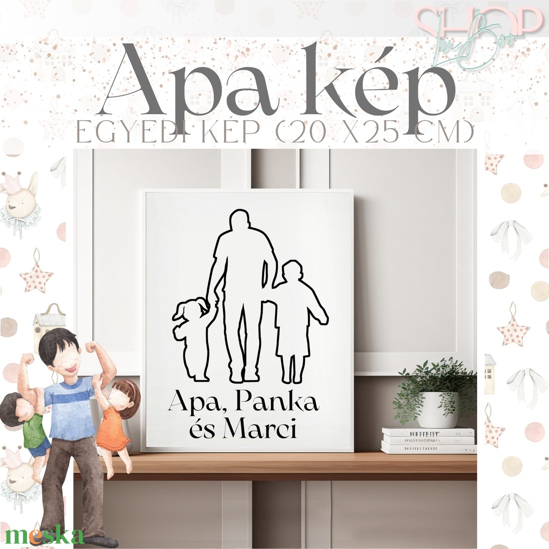 Apa kép - Egyedi családi kép (20x25 cm) - otthon & életmód - babaszoba, gyerekszoba - babaszoba kép - Meska.hu