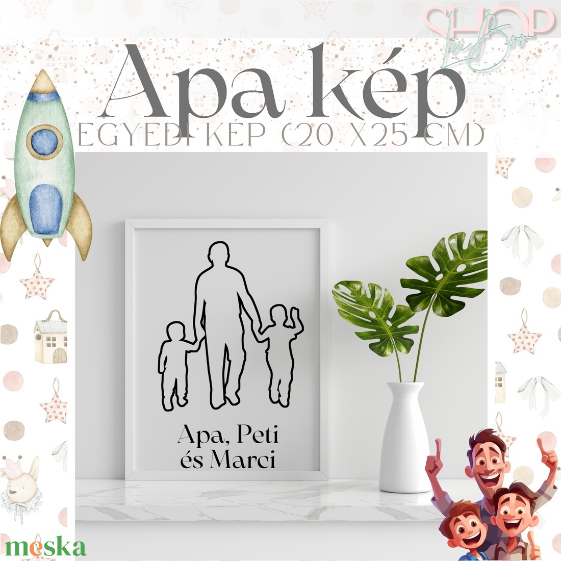 Apa kép - Egyedi családi kép (20x25 cm) - otthon & életmód - babaszoba, gyerekszoba - babaszoba kép - Meska.hu