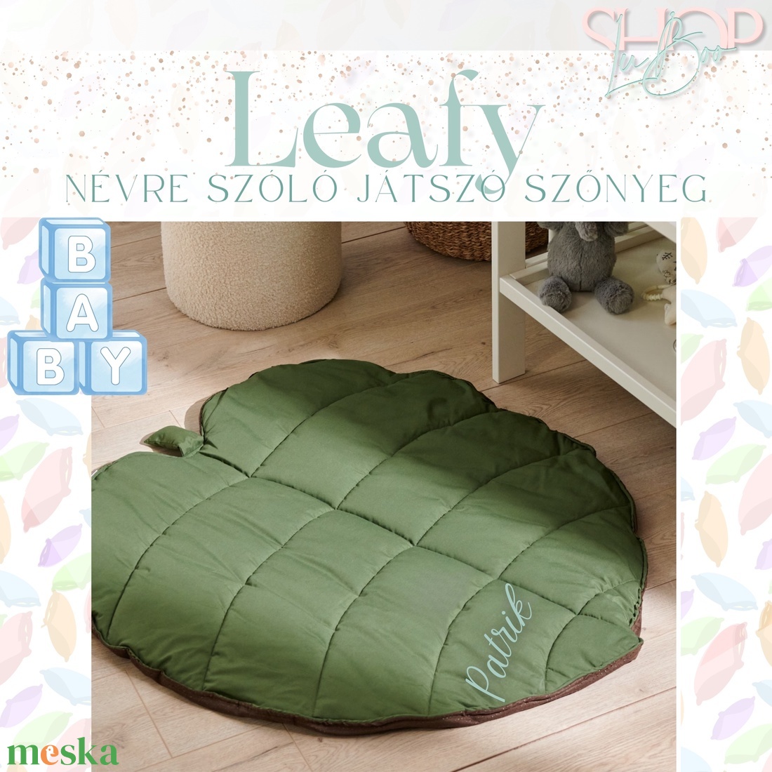 Leafy - Névre szóló játszó szőnyeg - otthon & életmód - babaszoba, gyerekszoba - babatakaró, gyerek pléd - Meska.hu