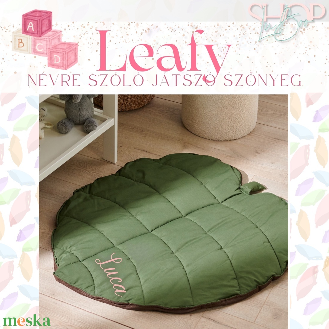 Leafy - Névre szóló játszó szőnyeg - otthon & életmód - babaszoba, gyerekszoba - babatakaró, gyerek pléd - Meska.hu
