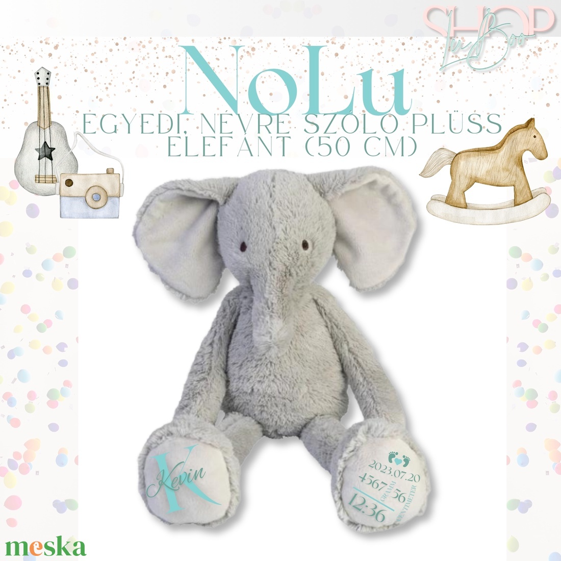 NoLu - Emlékőr plüss elefánt (50 cm) - játék & sport - plüssállat & játékfigura - elefánt - Meska.hu
