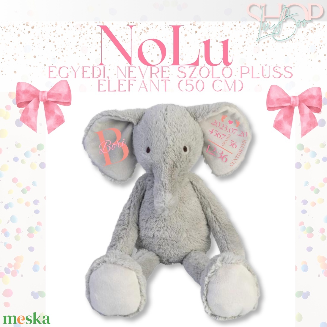 NoLu - Emlékőr plüss elefánt (50 cm) - játék & sport - plüssállat & játékfigura - elefánt - Meska.hu