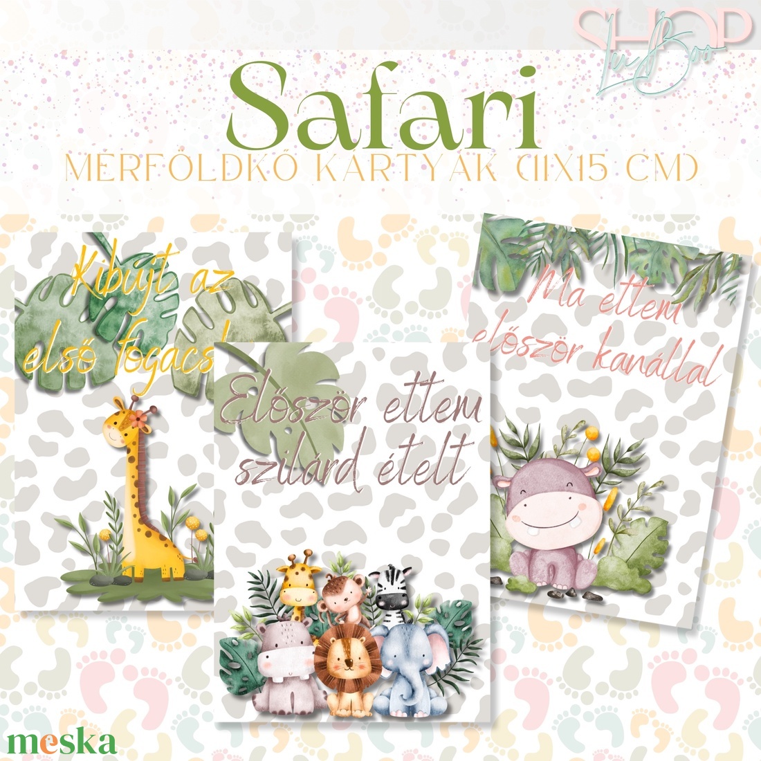 Mérföldkő kártyák - Safari (11x15 cm) - ruha & divat - babaruha & gyerekruha - babafotózási ruha és kellék - Meska.hu