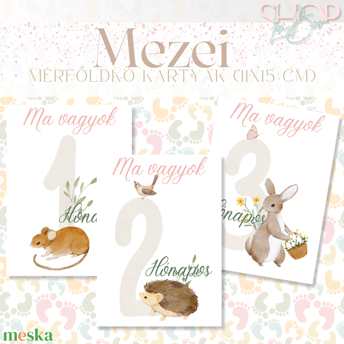 Mérföldkő kártyák - Mezei (11x15 cm) - ruha & divat - babaruha & gyerekruha - babafotózási ruha és kellék - Meska.hu