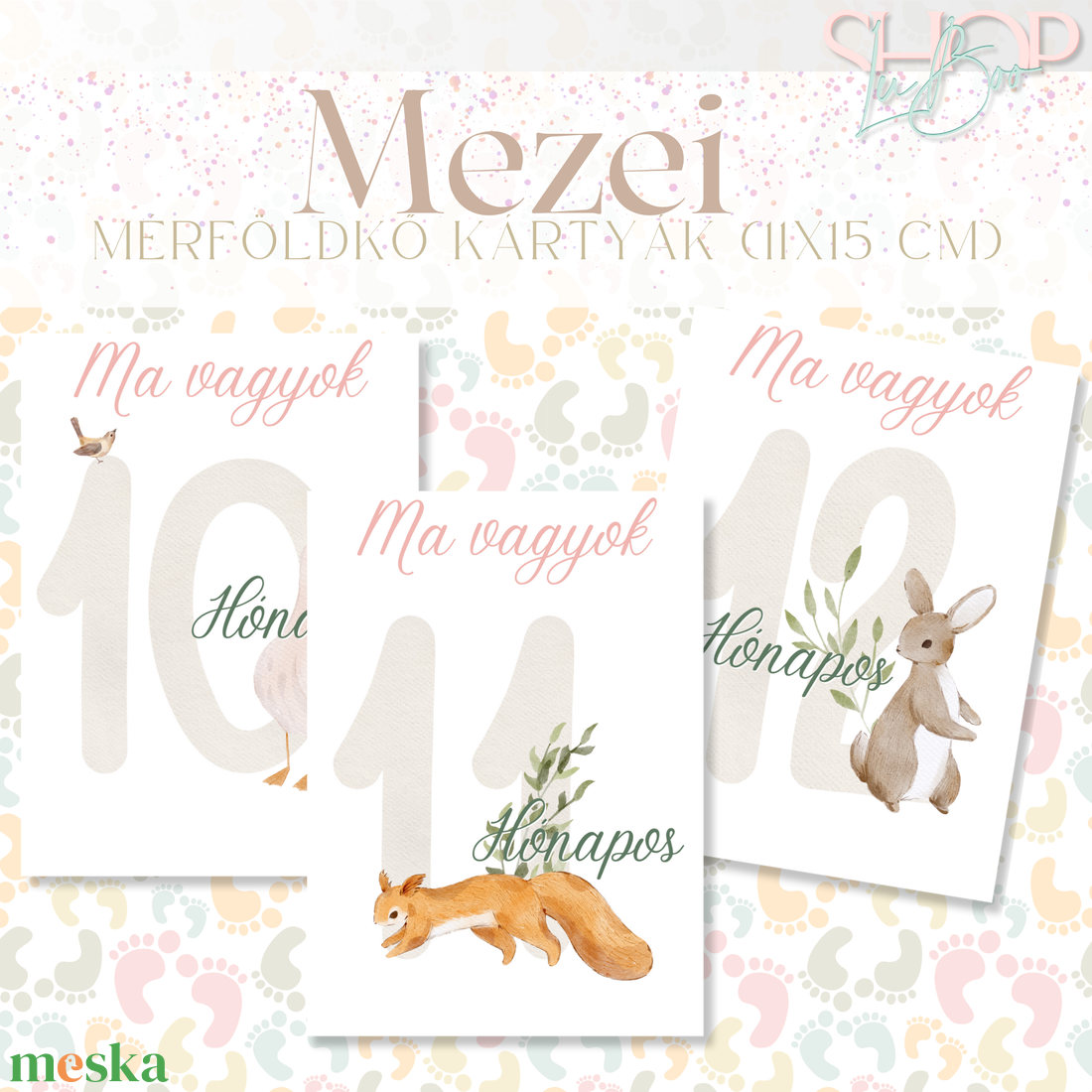 Mérföldkő kártyák - Mezei (11x15 cm) - ruha & divat - babaruha & gyerekruha - babafotózási ruha és kellék - Meska.hu