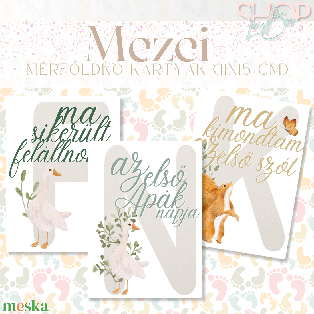 Mérföldkő kártyák - Mezei (11x15 cm) - ruha & divat - babaruha & gyerekruha - babafotózási ruha és kellék - Meska.hu