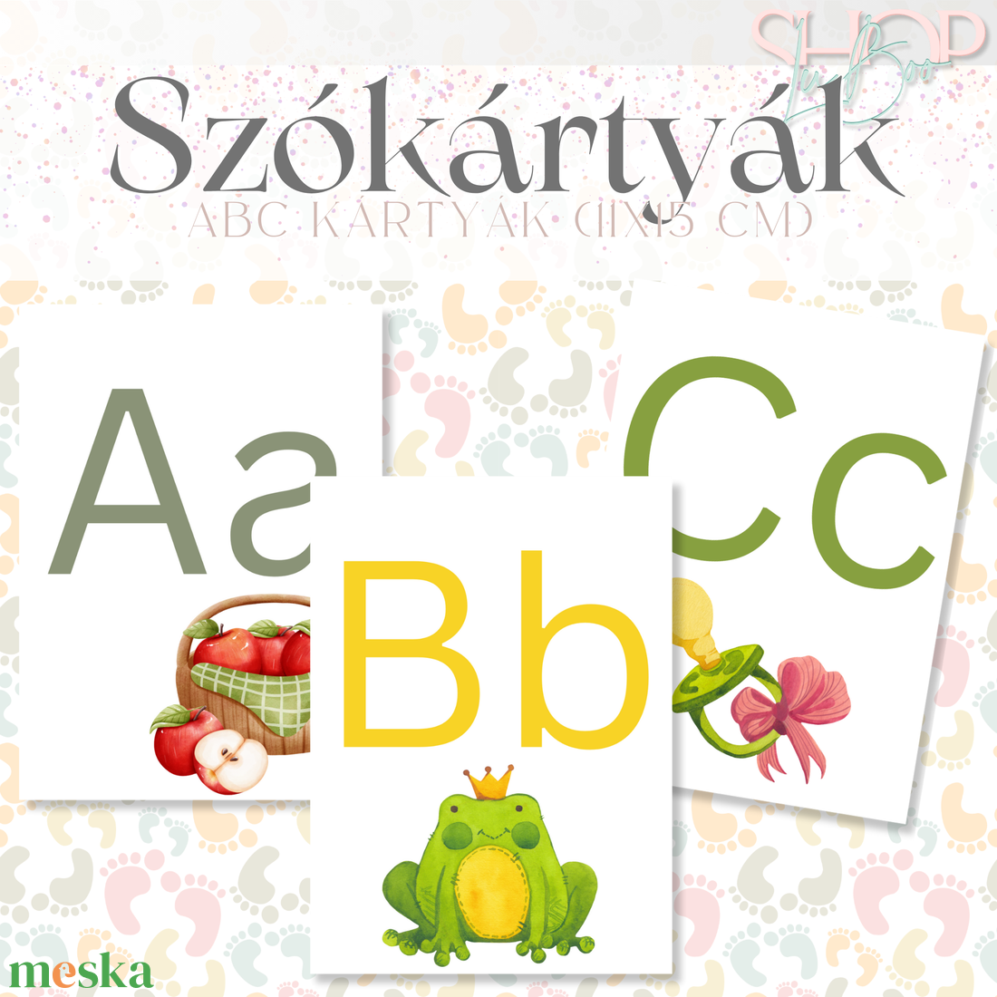Szókártyák - Abc kártyák (11x15 cm) - ruha & divat - babaruha & gyerekruha - babafotózási ruha és kellék - Meska.hu