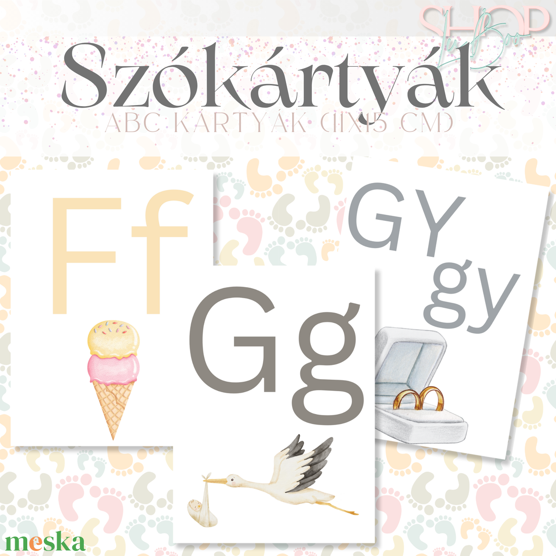 Szókártyák - Abc kártyák (11x15 cm) - ruha & divat - babaruha & gyerekruha - babafotózási ruha és kellék - Meska.hu
