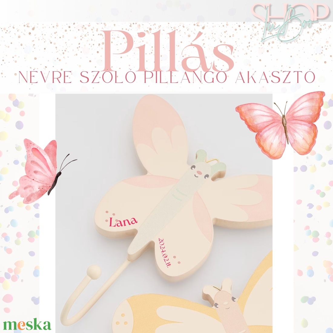 Pillás - Névre szóló pillangó akasztó - otthon & életmód - babaszoba, gyerekszoba - babaszoba dekoráció - Meska.hu