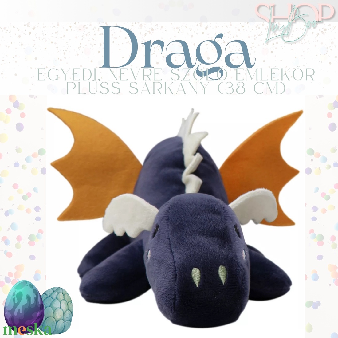 Draga - Óriás névre szóló plüss sárkány (38 cm) - játék & sport - plüssállat & játékfigura - plüss sárkány - Meska.hu