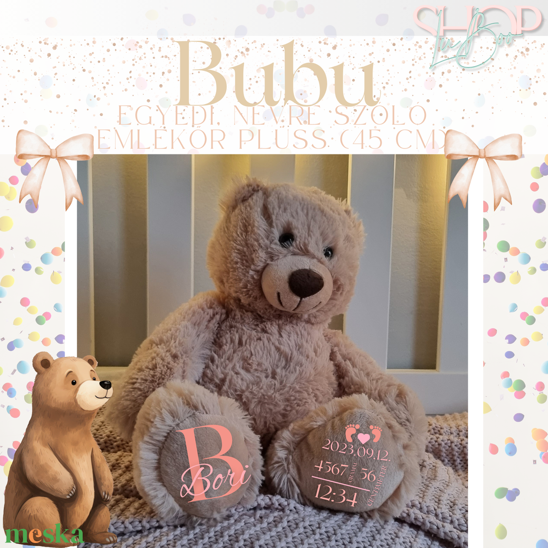 Bubu - Emlékőr plüss maci (45 cm) - játék & sport - plüssállat & játékfigura - maci - Meska.hu
