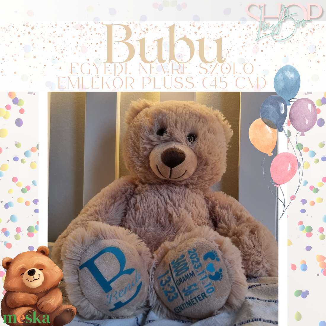 Bubu - Emlékőr plüss maci (45 cm) - játék & sport - plüssállat & játékfigura - maci - Meska.hu