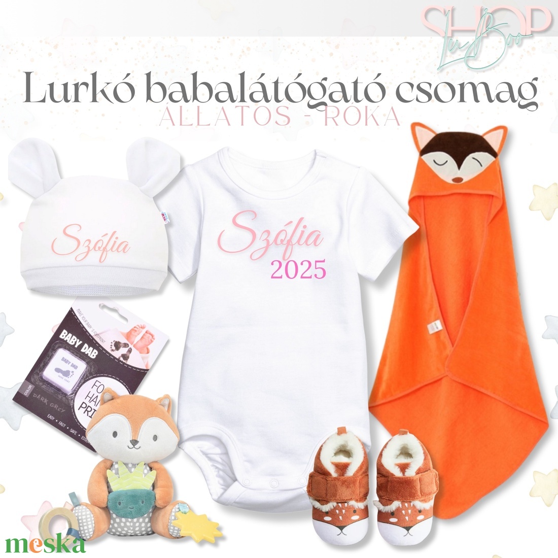Lurkó babacsomag - Róka - játék & sport - babalátogató ajándékcsomag - Meska.hu