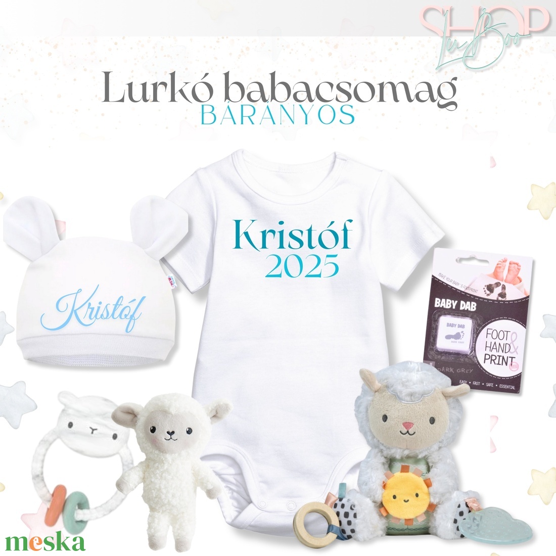 Lurkó babacsomag - Bárányos - játék & sport - babalátogató ajándékcsomag - Meska.hu