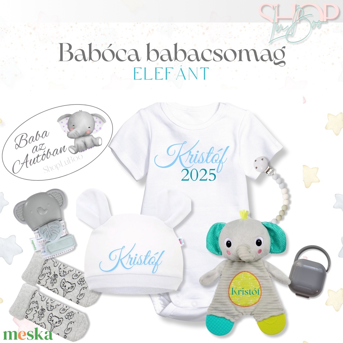 Babóca babacsomag - Elefánt - játék & sport - babalátogató ajándékcsomag - Meska.hu