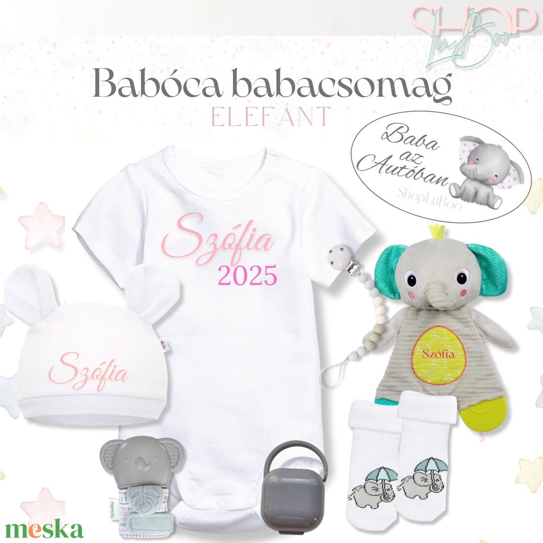 Babóca babacsomag - Elefánt - játék & sport - babalátogató ajándékcsomag - Meska.hu