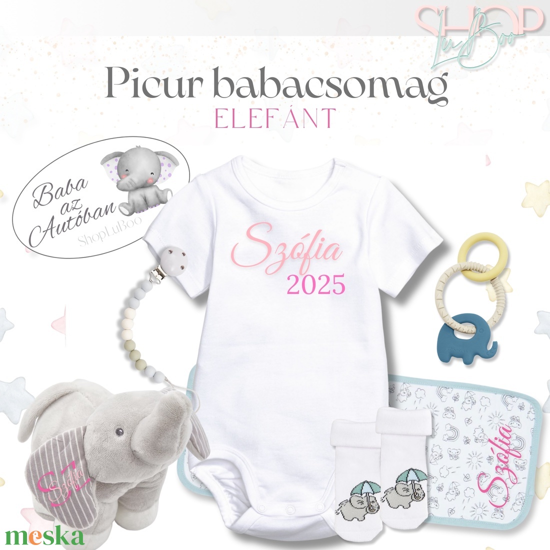 Picur babacsomag - Elefánt - játék & sport - babalátogató ajándékcsomag - Meska.hu
