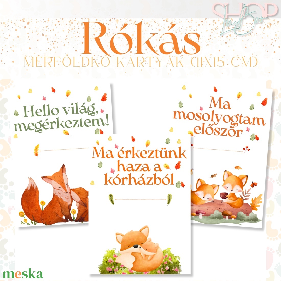 Mérföldkő kártyák - Rókás (11x15 cm) - ruha & divat - babaruha & gyerekruha - babafotózási ruha és kellék - Meska.hu