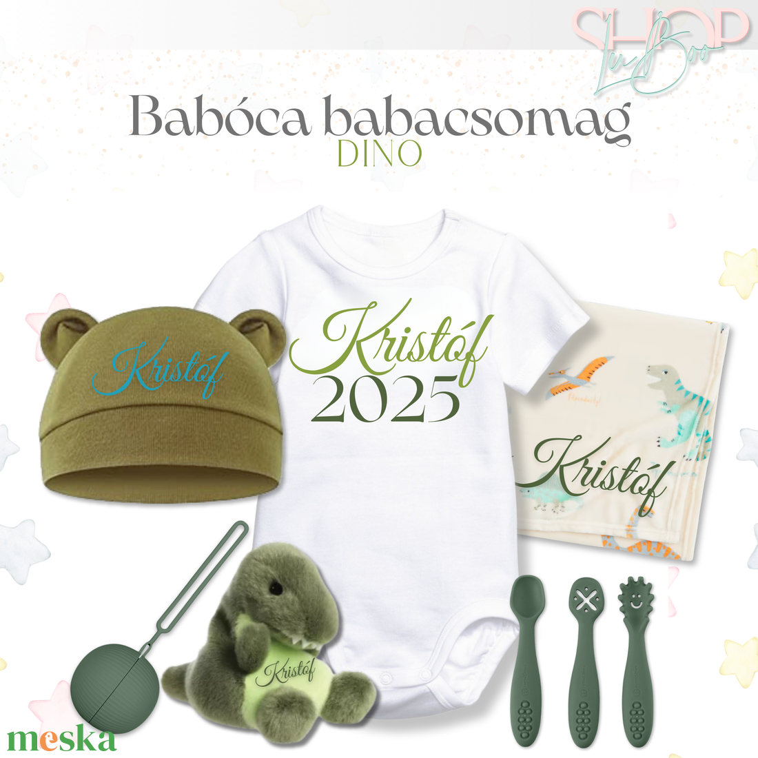 Babóca babacsomag - Dino - játék & sport - babalátogató ajándékcsomag - Meska.hu