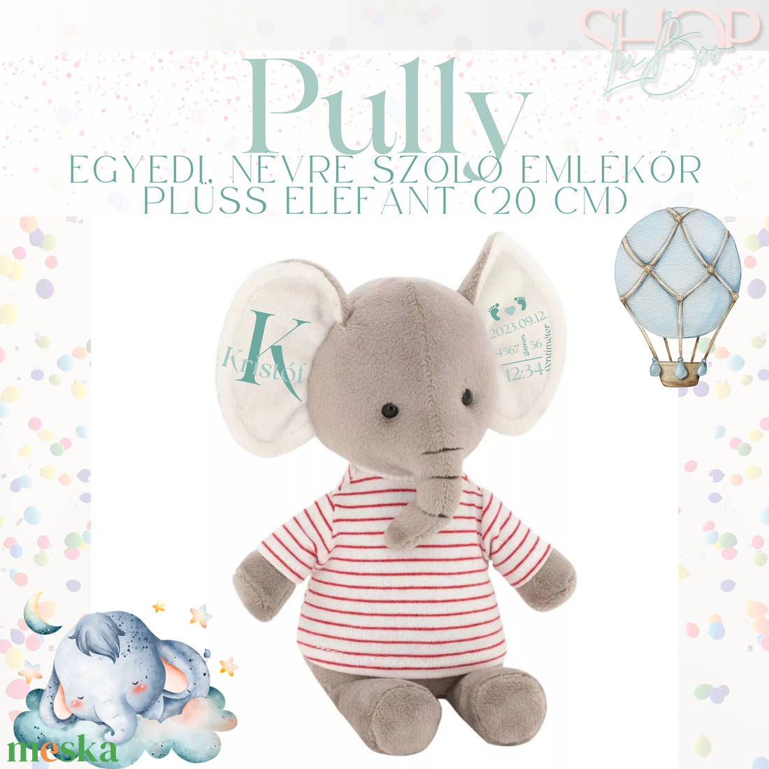 Pully - Emlékőr plüss elefánt pulcsiban (20 cm) - játék & sport - plüssállat & játékfigura - elefánt - Meska.hu