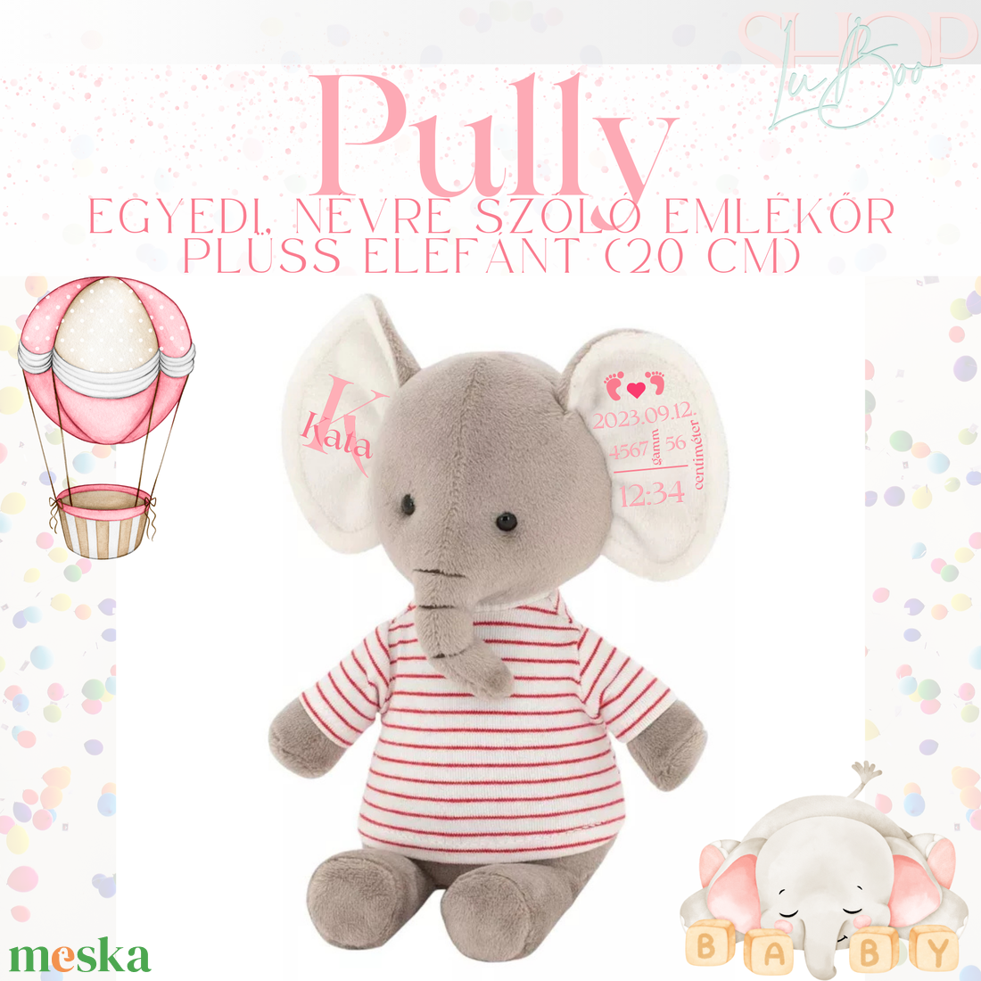 Pully - Emlékőr plüss elefánt pulcsiban (20 cm) - játék & sport - plüssállat & játékfigura - elefánt - Meska.hu