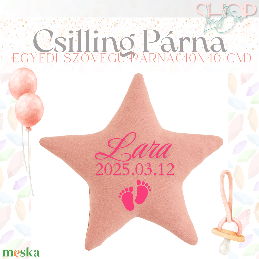 Csilling Párna - Emlékőr párna (40x40 cm) - játék & sport - babalátogató ajándékcsomag - Meska.hu
