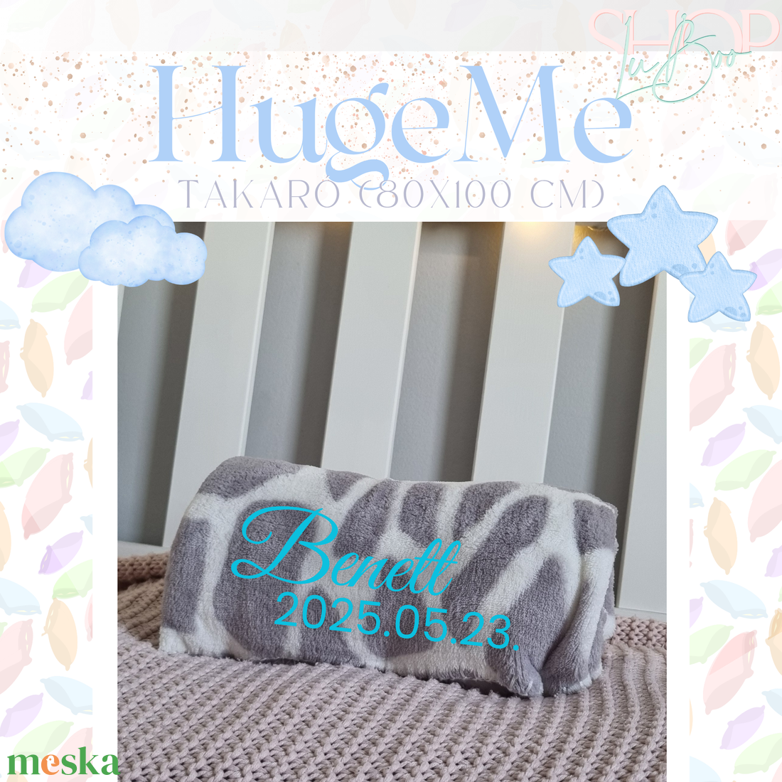 HugeMe - névre szóló takaró (80x100 cm) - otthon & életmód - babaszoba, gyerekszoba - babaszoba dekoráció - Meska.hu