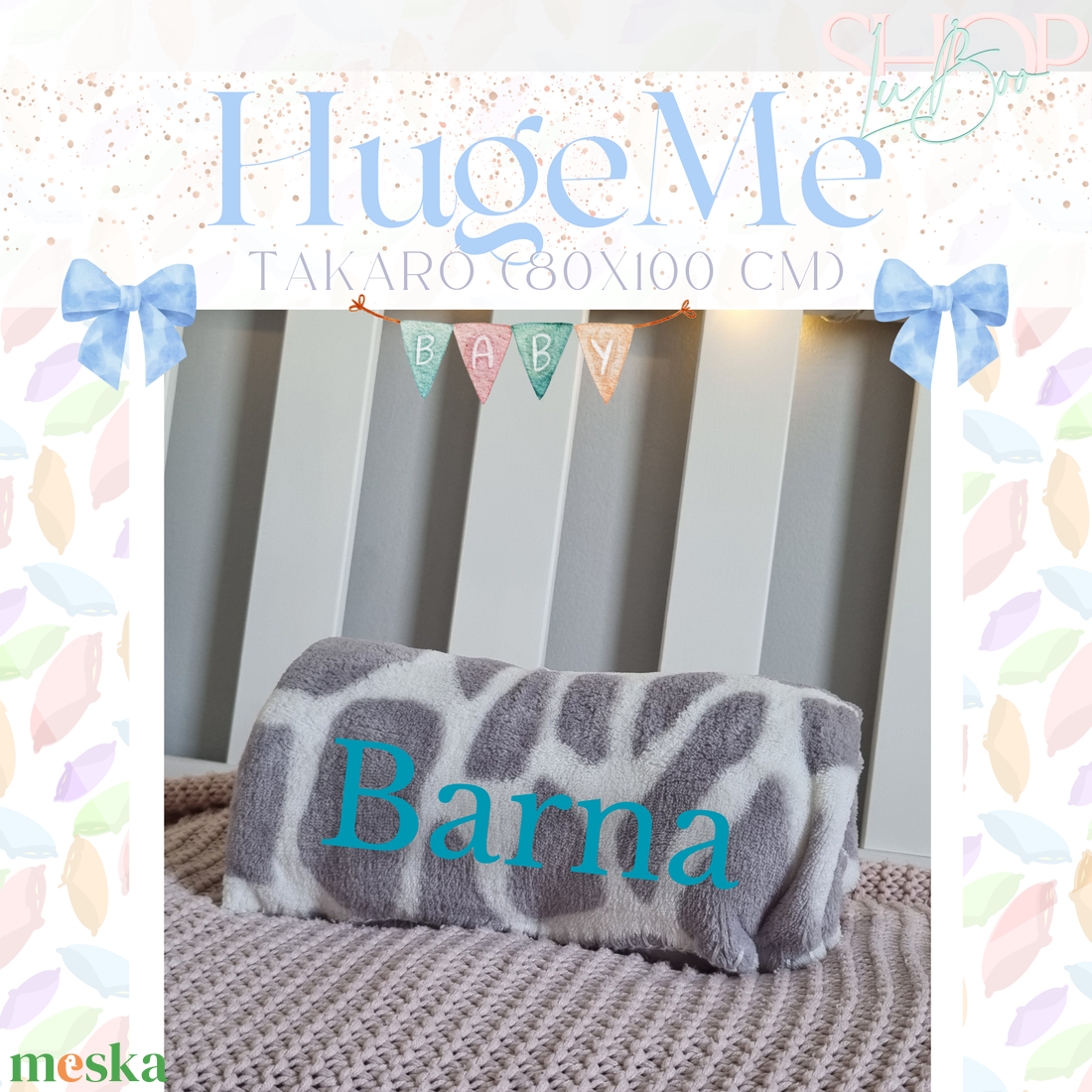 HugeMe - névre szóló takaró (80x100 cm) - otthon & életmód - babaszoba, gyerekszoba - babaszoba dekoráció - Meska.hu