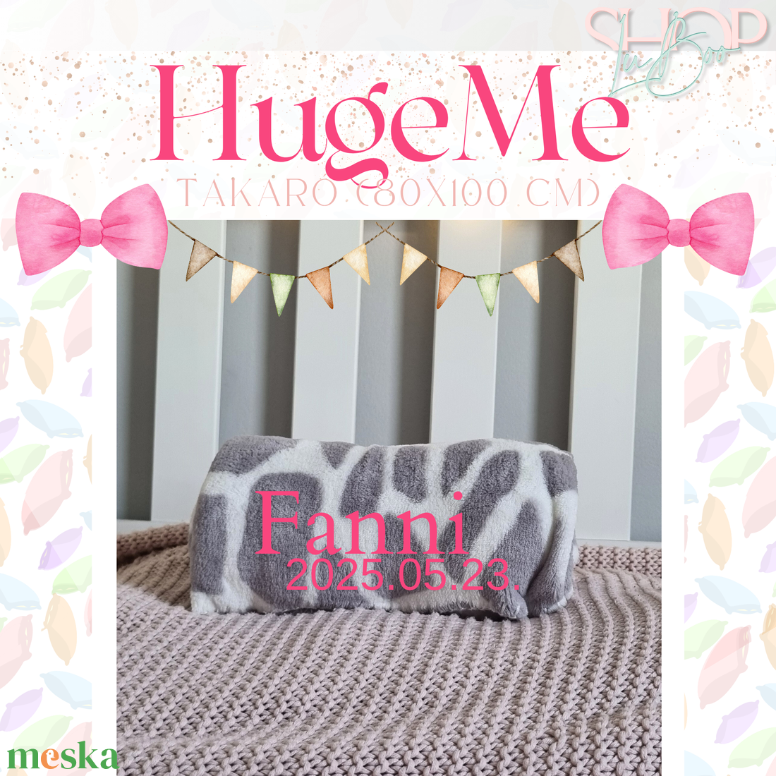 HugeMe - névre szóló takaró (80x100 cm) - otthon & életmód - babaszoba, gyerekszoba - babaszoba dekoráció - Meska.hu