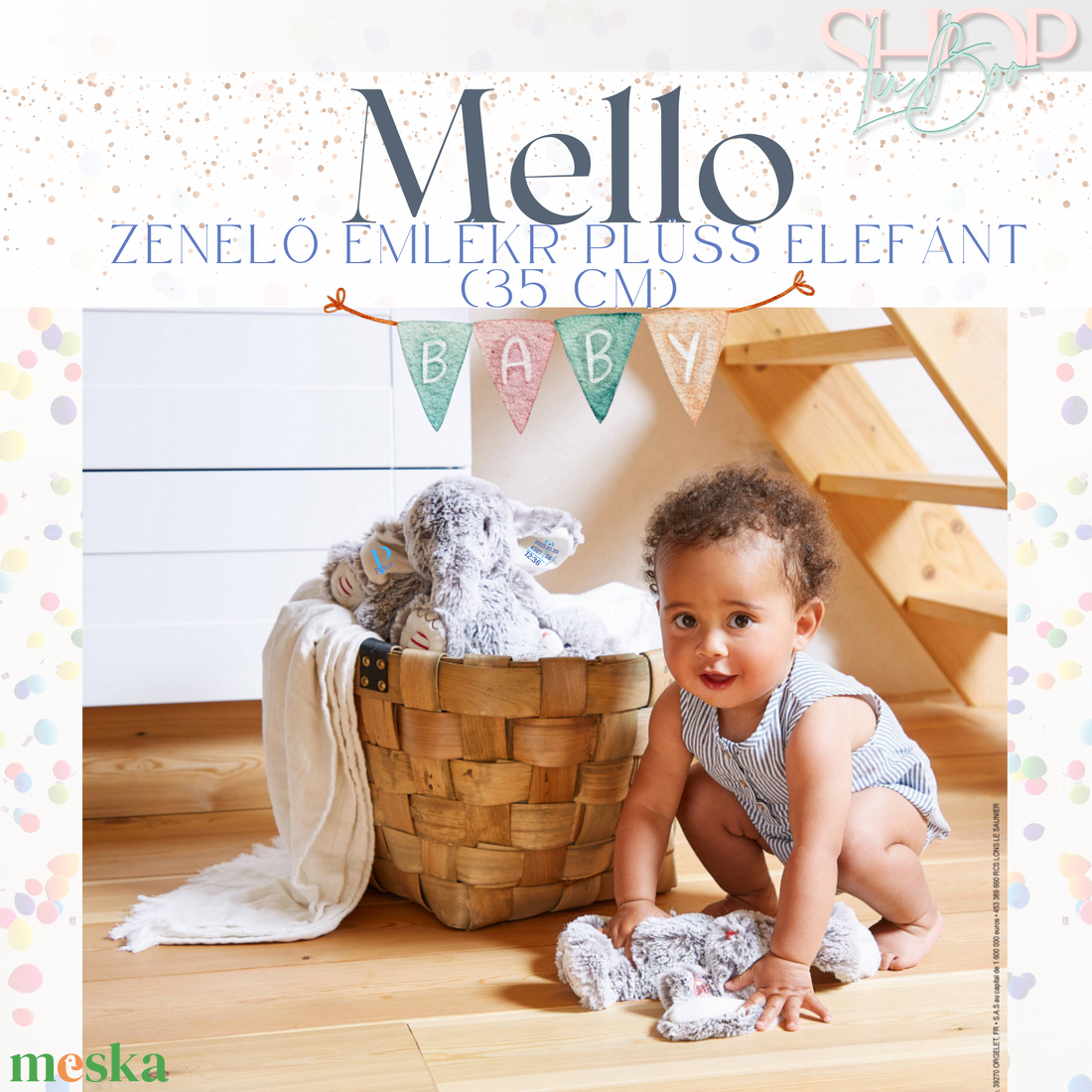Mello - Zenélő emlékr plüss elefánt (35 cm) - játék & sport - plüssállat & játékfigura - elefánt - Meska.hu