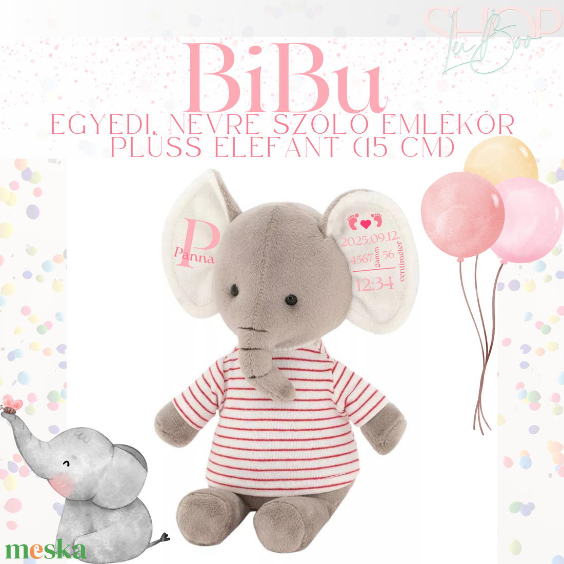 BiBu - Emlékőr plüss elefánt pulcsiban (15 cm) - játék & sport - plüssállat & játékfigura - elefánt - Meska.hu