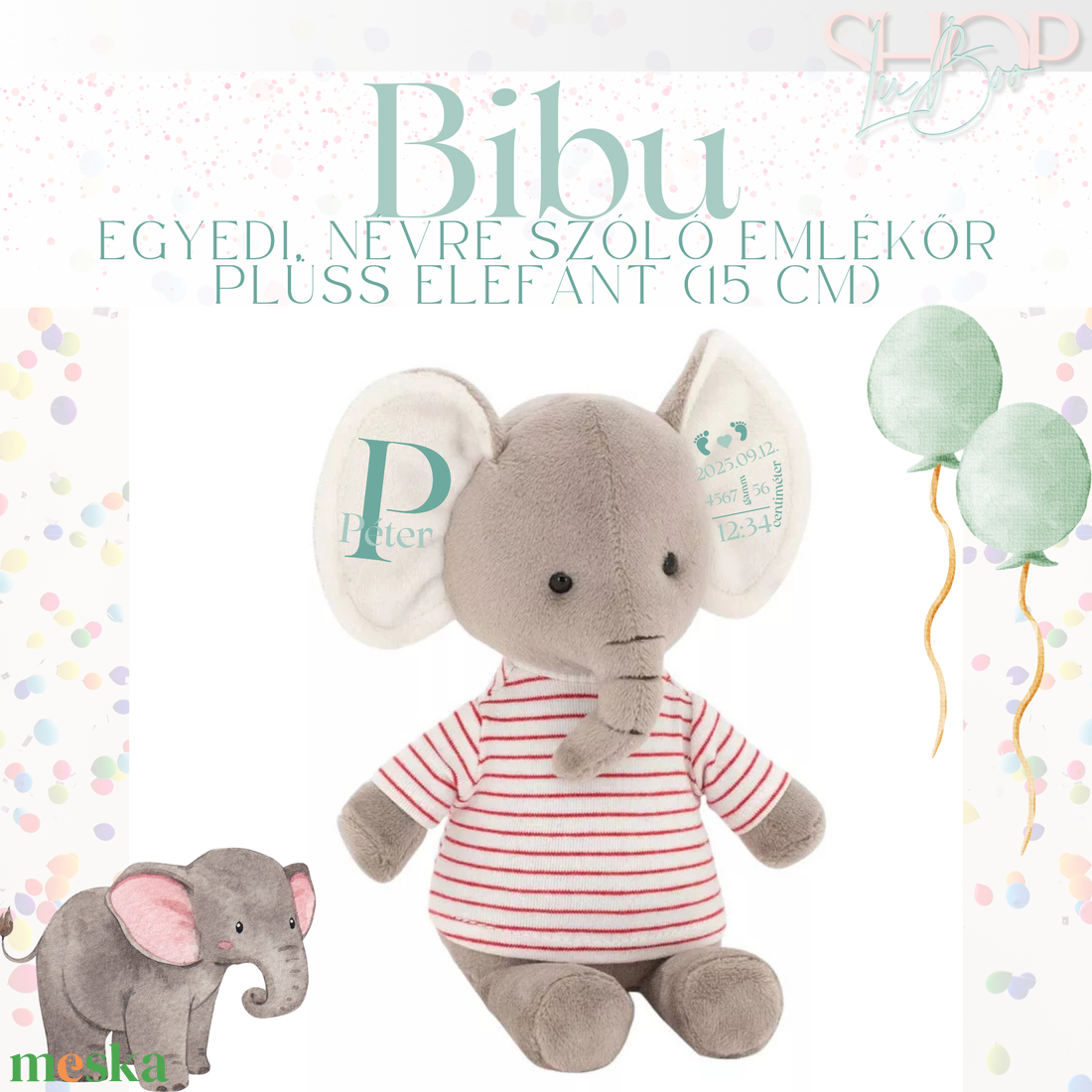 BiBu - Emlékőr plüss elefánt pulcsiban (15 cm) - játék & sport - plüssállat & játékfigura - elefánt - Meska.hu