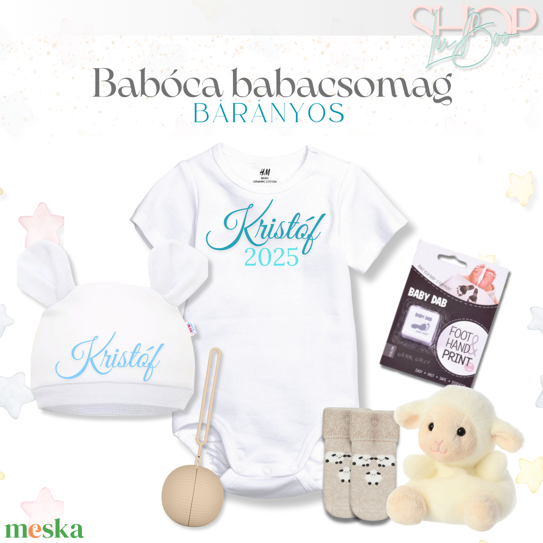 Babóca babacsomag - Bárányos - játék & sport - babalátogató ajándékcsomag - Meska.hu