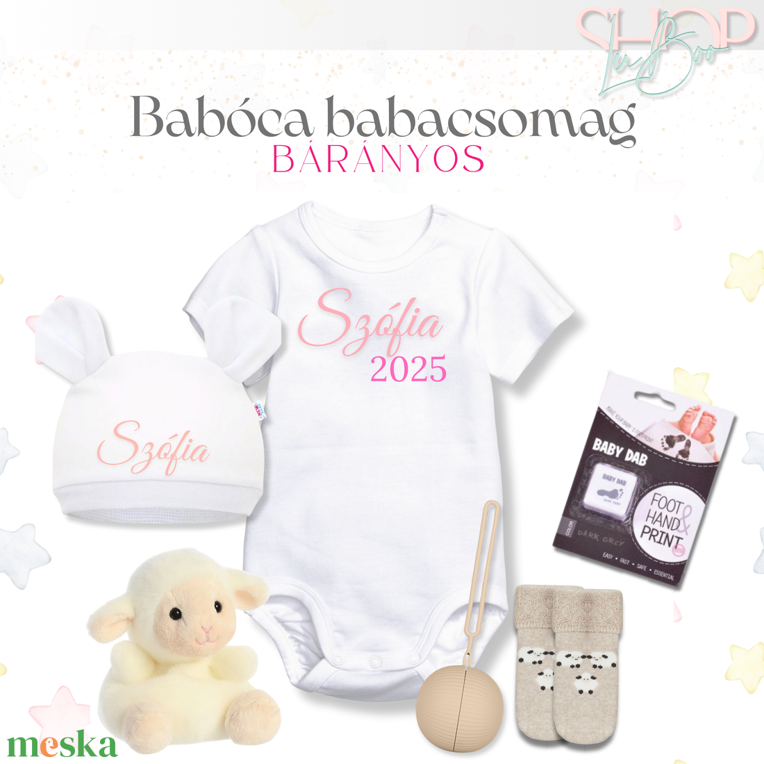 Babóca babacsomag - Bárányos - játék & sport - babalátogató ajándékcsomag - Meska.hu