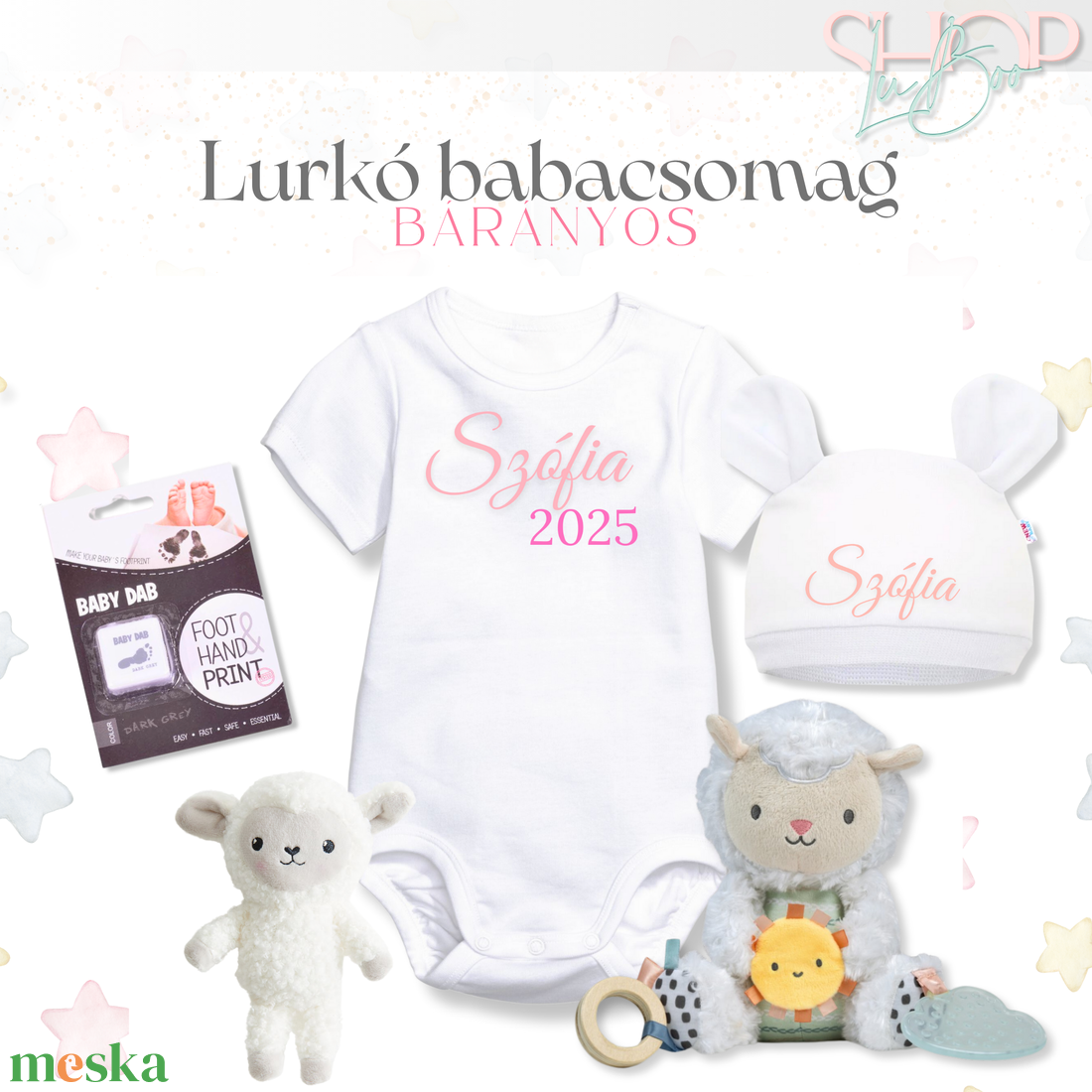 Lurkó babacsomag - Bárányos - játék & sport - babalátogató ajándékcsomag - Meska.hu