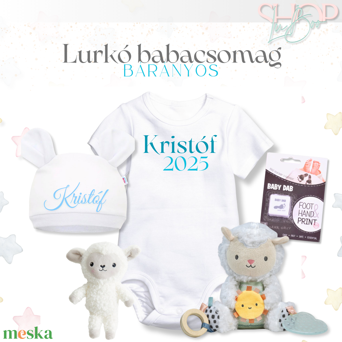 Lurkó babacsomag - Bárányos - játék & sport - babalátogató ajándékcsomag - Meska.hu