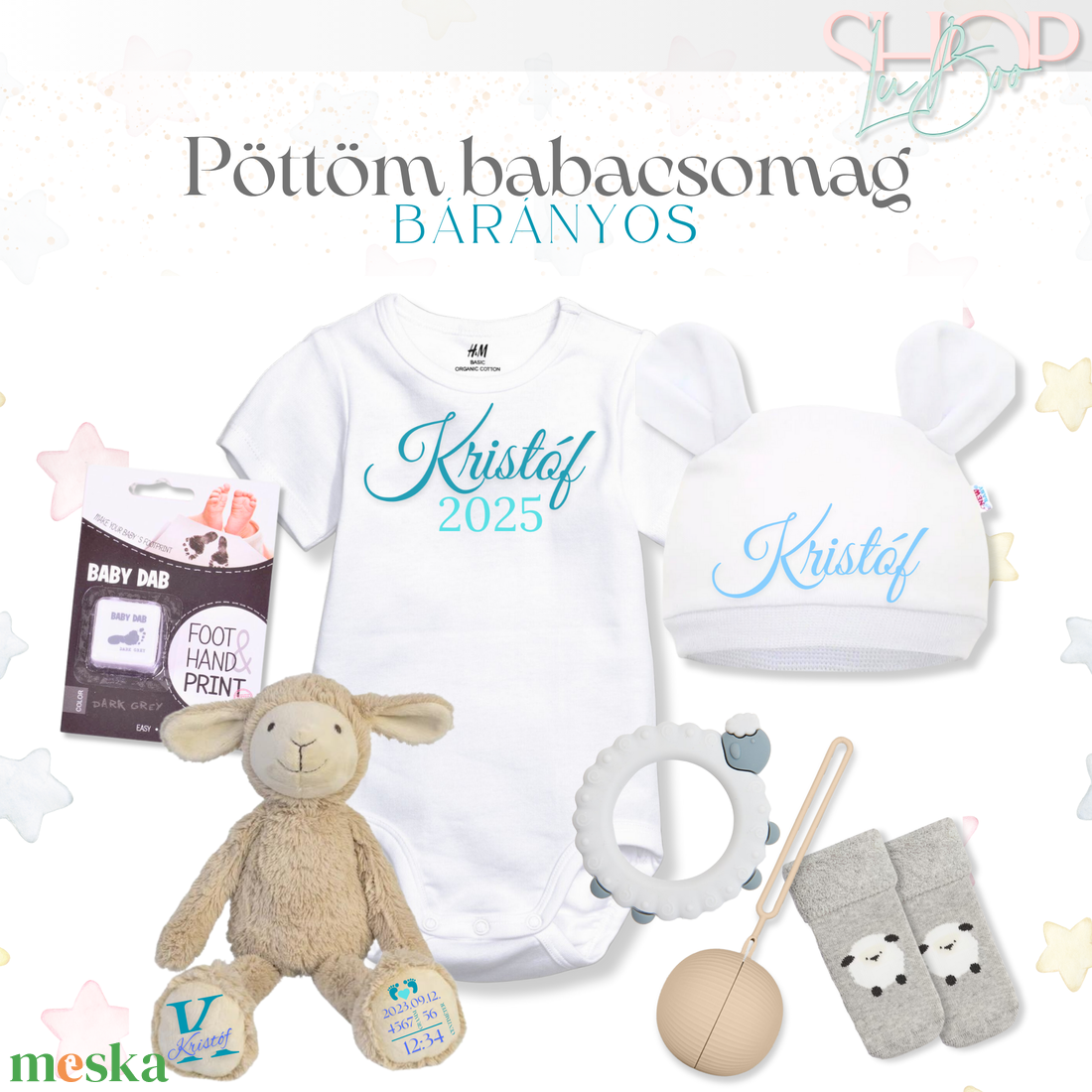 Pöttöm babacsomag - Bárányos - játék & sport - babalátogató ajándékcsomag - Meska.hu
