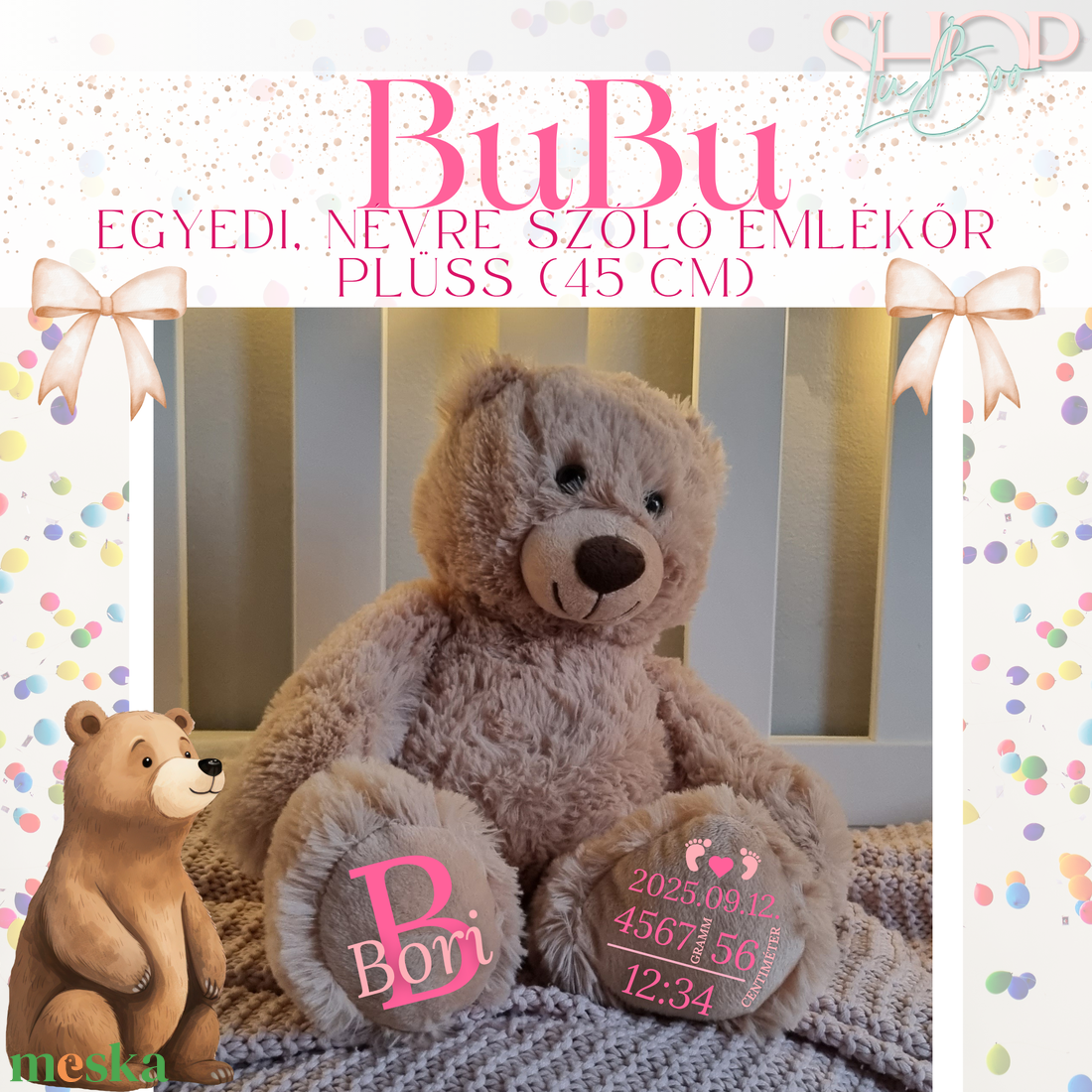Bubu - Emlékőr plüss maci (45 cm) - játék & sport - plüssállat & játékfigura - maci - Meska.hu