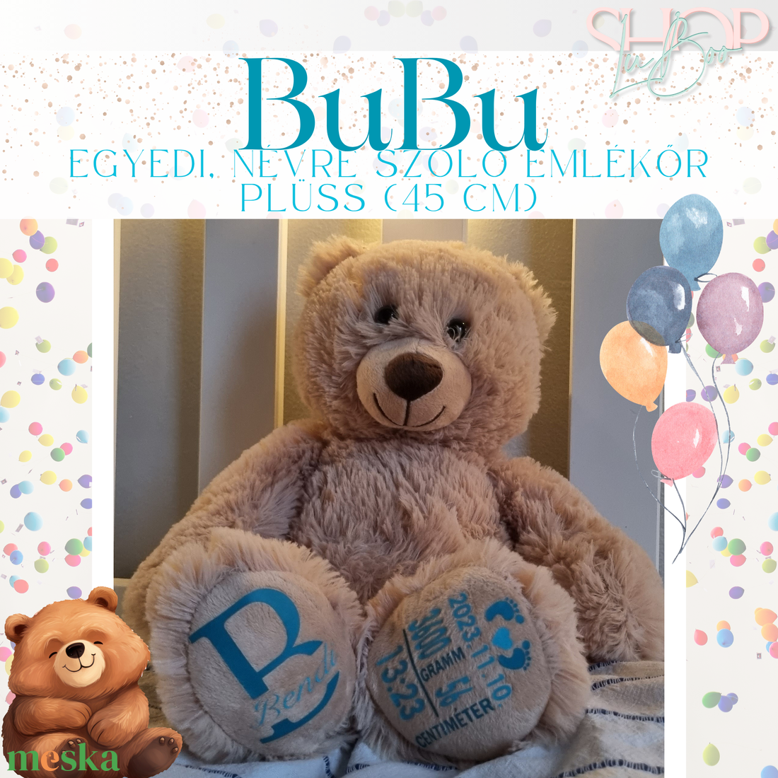 Bubu - Emlékőr plüss maci (45 cm) - játék & sport - plüssállat & játékfigura - maci - Meska.hu