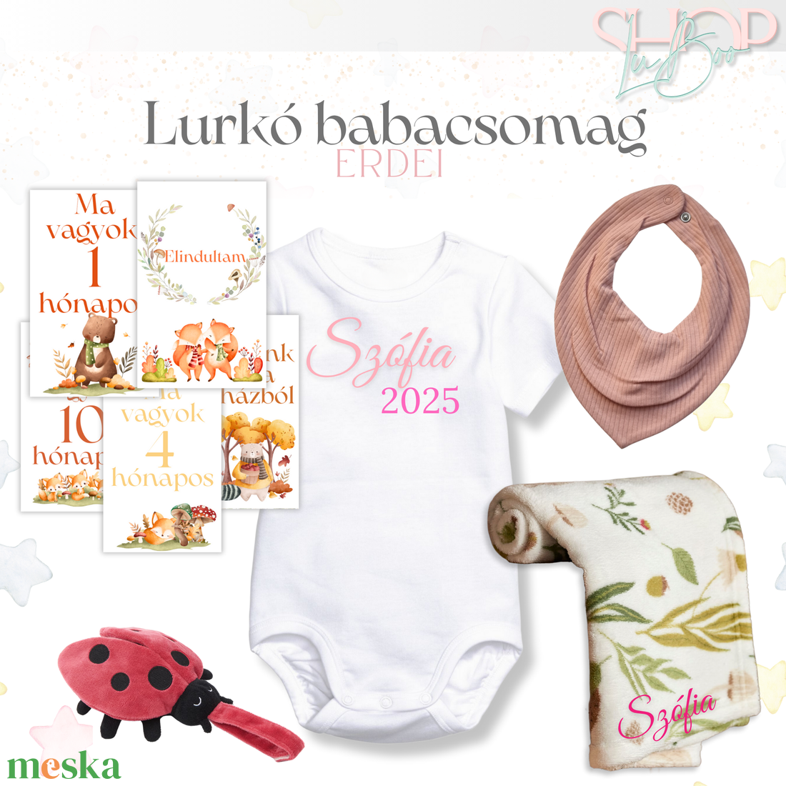 Lurkó babacsomag - Erdei - játék & sport - babalátogató ajándékcsomag - Meska.hu