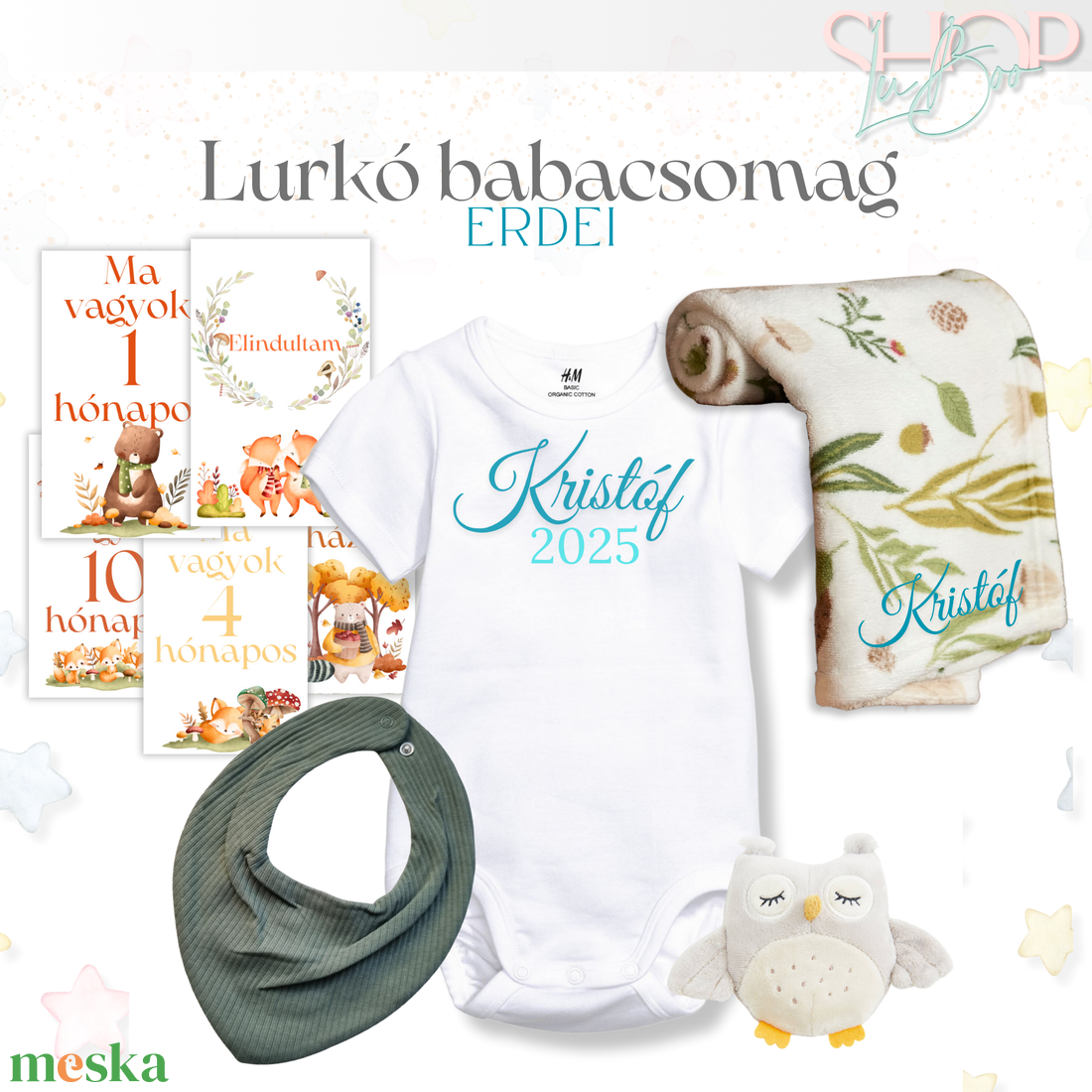 Lurkó babacsomag - Erdei - játék & sport - babalátogató ajándékcsomag - Meska.hu