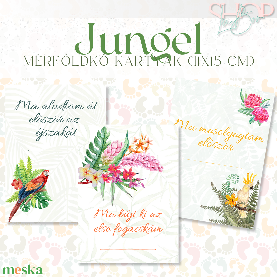 Mérföldkő kártyák - Jungel (11x15 cm) - ruha & divat - babaruha & gyerekruha - babafotózási ruha és kellék - Meska.hu