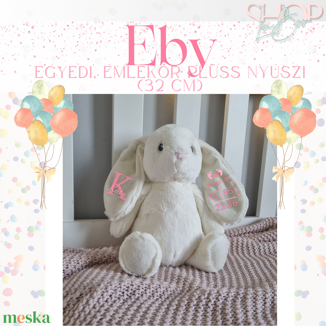 Eby - Egyedi, emlékőr plüss nyuszi (32 cm) - játék & sport - plüssállat & játékfigura - nyuszi - Meska.hu
