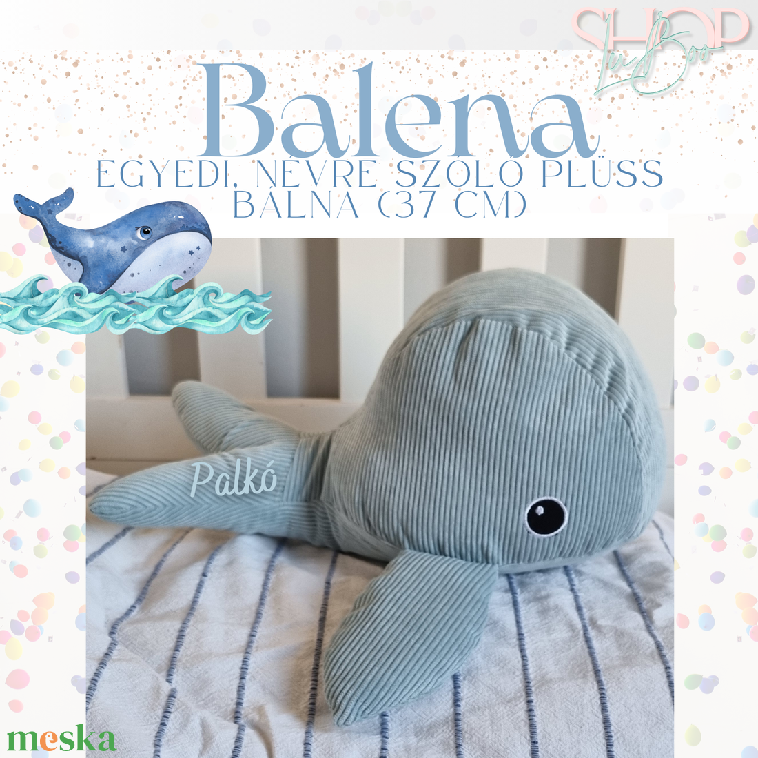 Balena - Plüss névre szóló bálna (37 cm) - játék & sport - plüssállat & játékfigura - más figura - Meska.hu