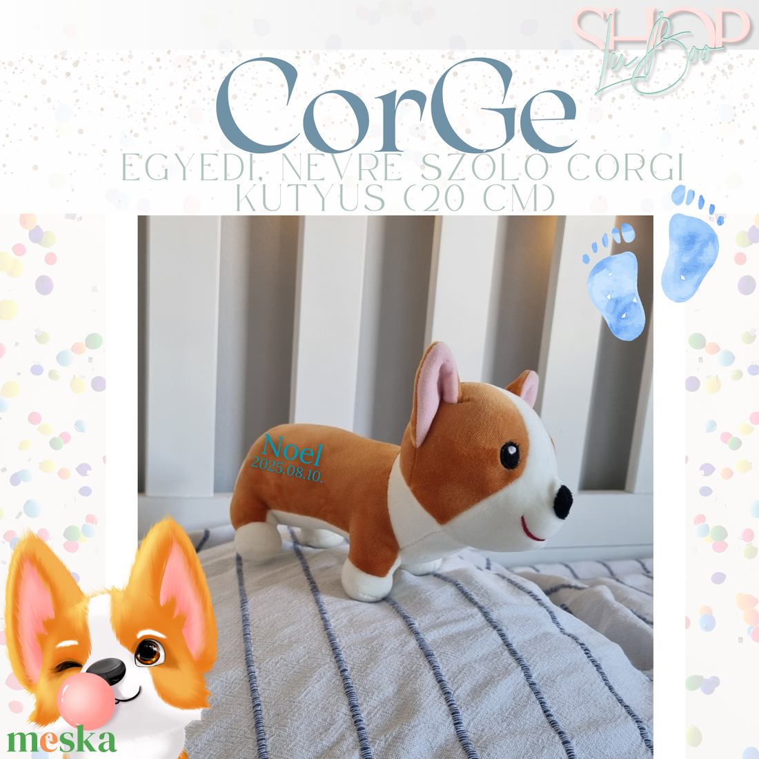 CorGe - Egyedi, névre szóló corgi kutyus (20 cm) - táska & tok - kulcstartó & táskadísz - kulcstartó - Meska.hu