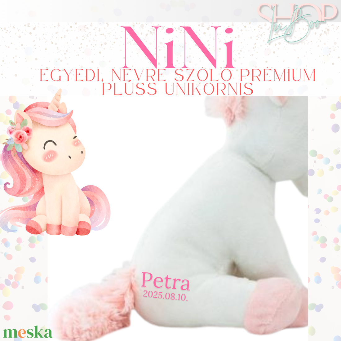 NiNi- Egyedi, névre szóló prémium plüss unikornis (22 cm) - játék & sport - plüssállat & játékfigura - unikornis - Meska.hu