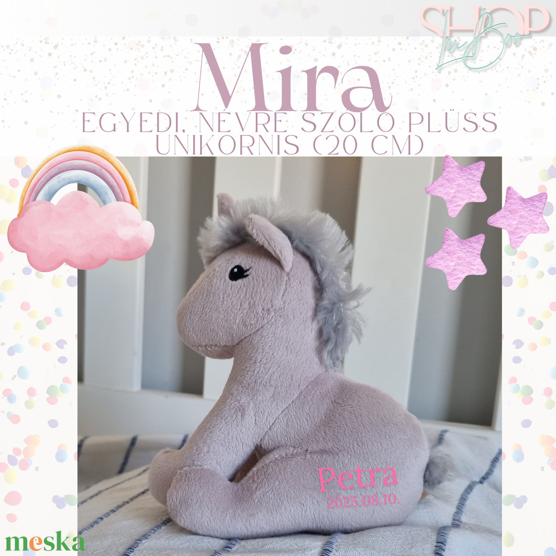 Mira- Egyedi, névre szóló plüss unikornis (20 cm) - játék & sport - plüssállat & játékfigura - unikornis - Meska.hu