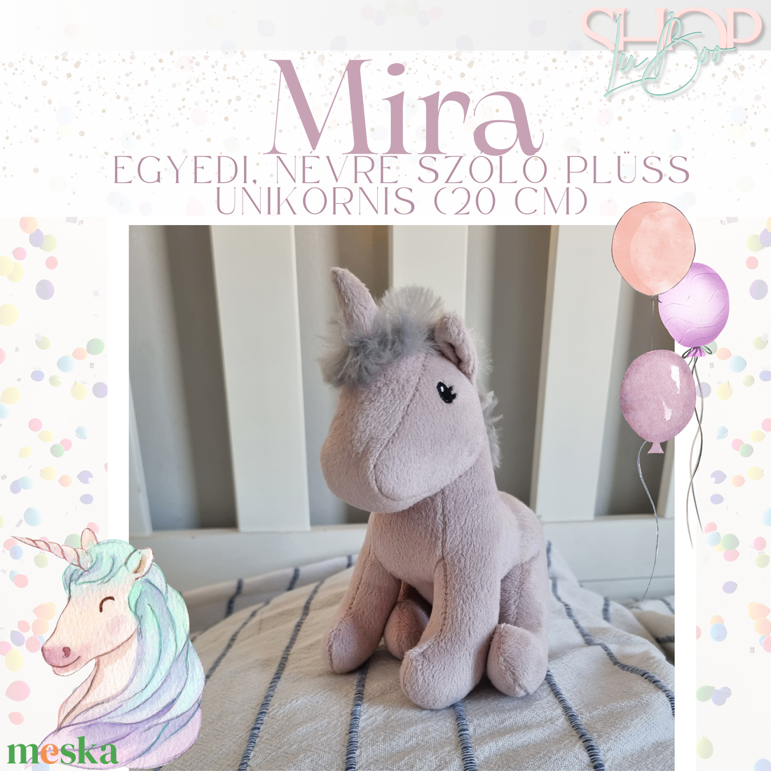Mira- Egyedi, névre szóló plüss unikornis (20 cm) - játék & sport - plüssállat & játékfigura - unikornis - Meska.hu